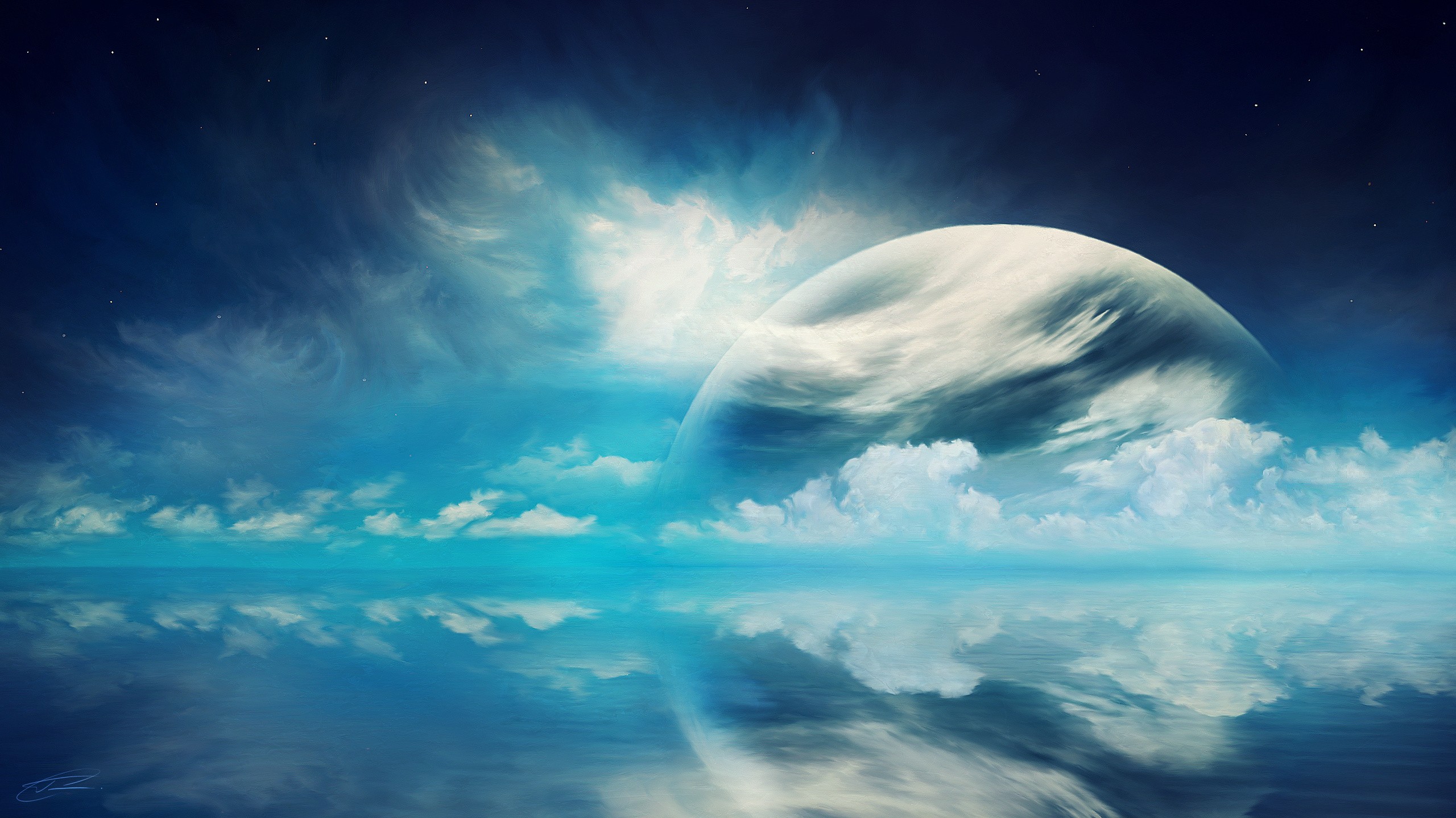 planet, Clouds, Reflection, Artwork Wallpaper