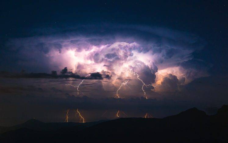 storm, Lightning, Nature, Mountains, Landscape, Clouds HD Wallpaper Desktop Background