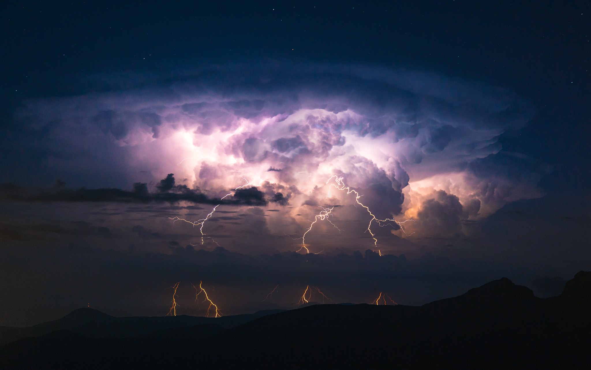 storm, Lightning, Nature, Mountains, Landscape, Clouds Wallpaper