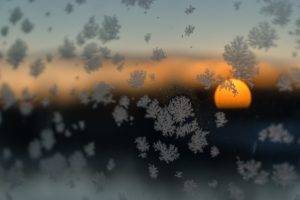 snow, Sunset, Winter, Frost