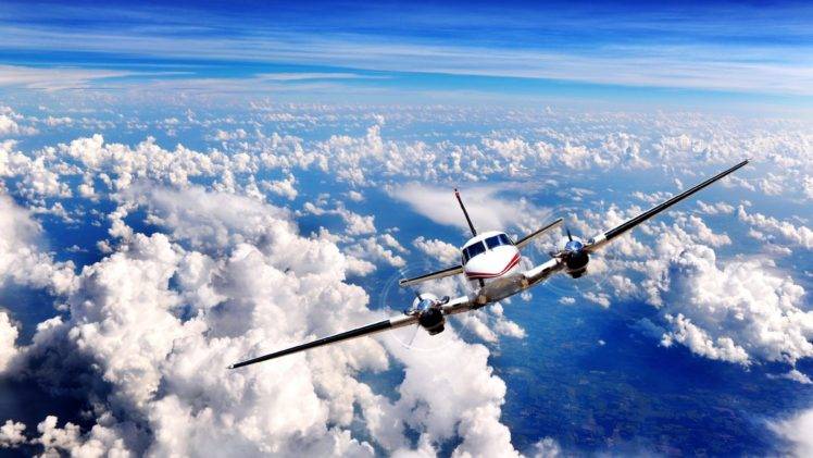 airplane, Aircraft, Clouds, Sky, King Air C90 HD Wallpaper Desktop Background