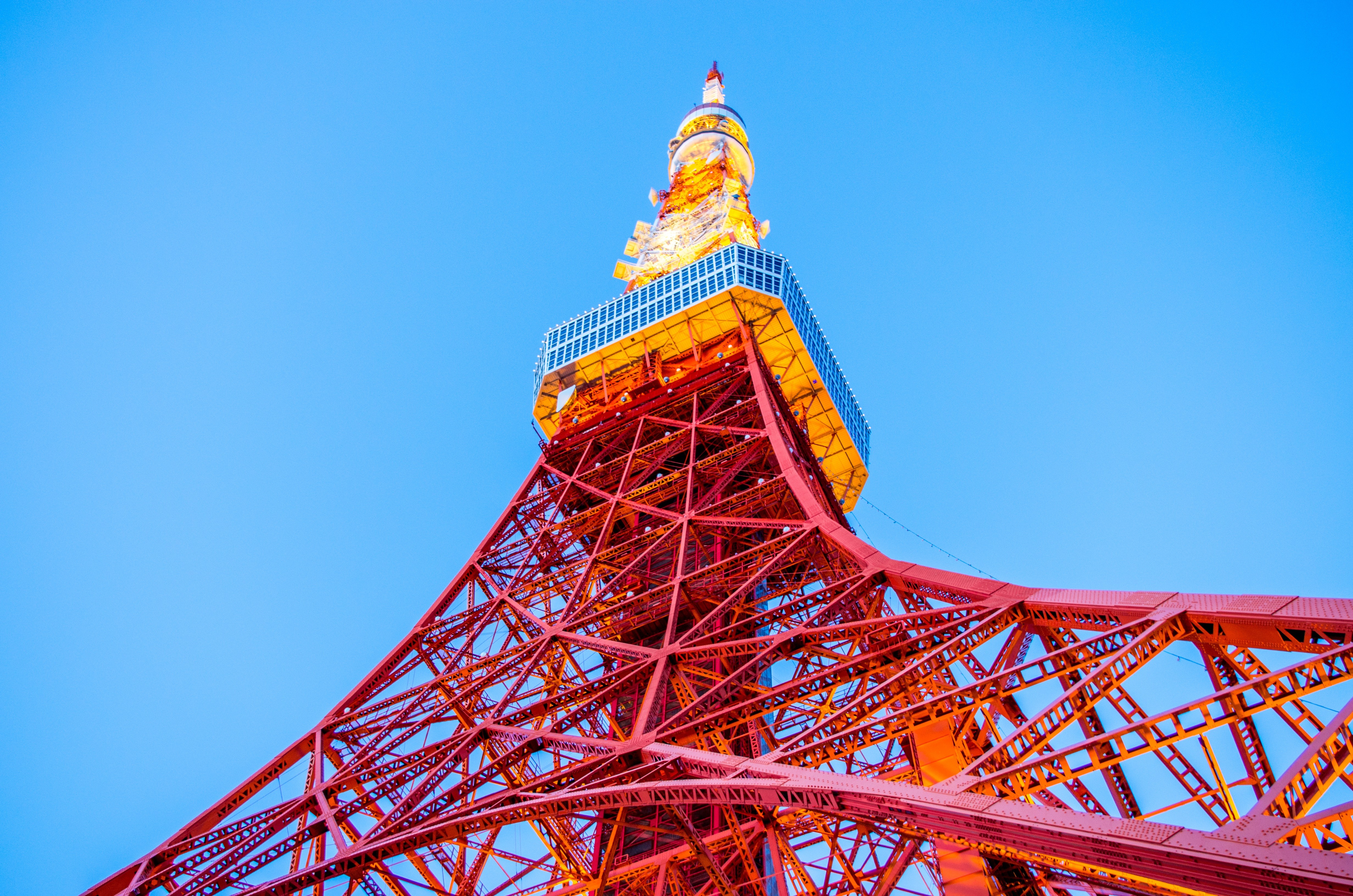 Japan Tokyo Tower  Worms eye  view Sky  Architecture 
