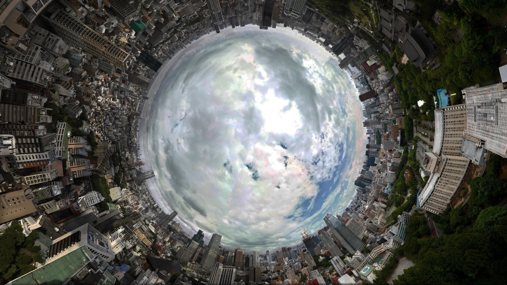 Tokyo, City, Panoramic sphere, Clouds Wallpaper