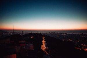 sunset, City, Night, Lights