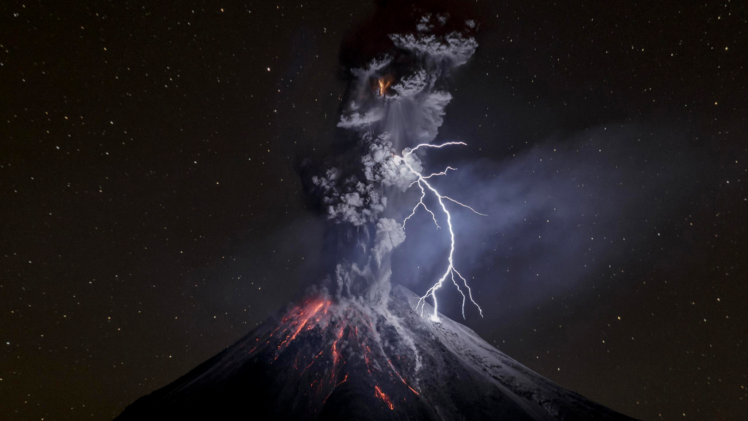 volcanic eruption, Lightning, Nature HD Wallpaper Desktop Background