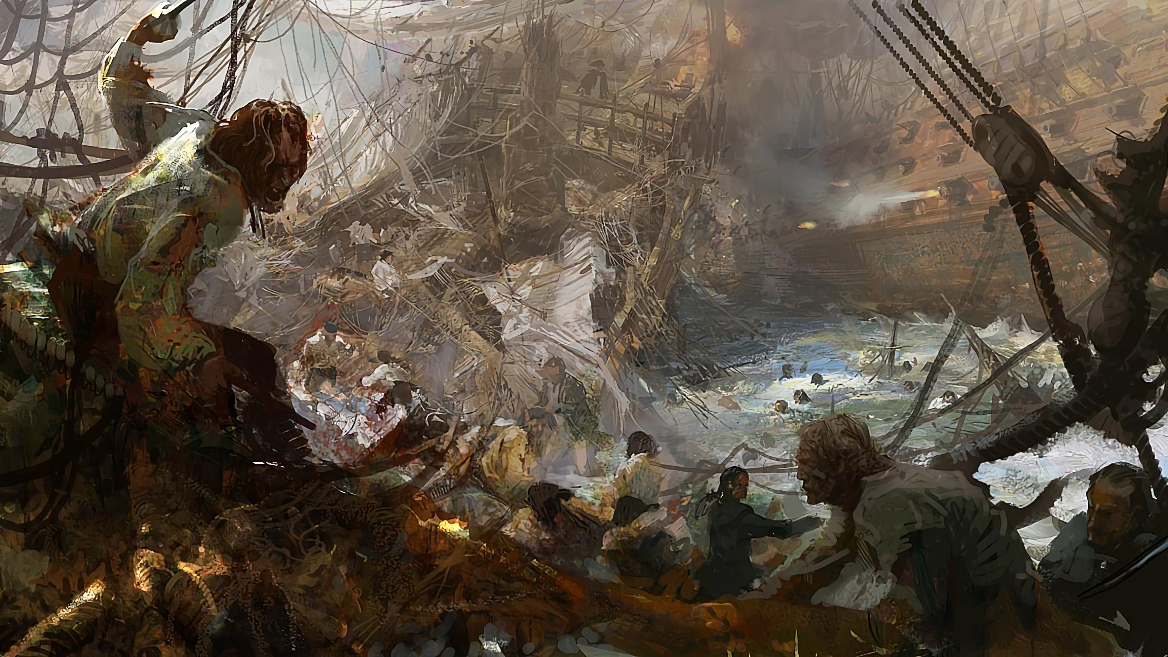 shipwreck, Sea, Battle Wallpaper
