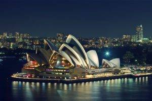 sea, City, Sydney, Sydney Opera House, Night