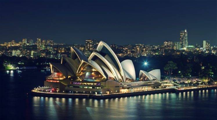 sea, City, Sydney, Sydney Opera House, Night HD Wallpaper Desktop Background
