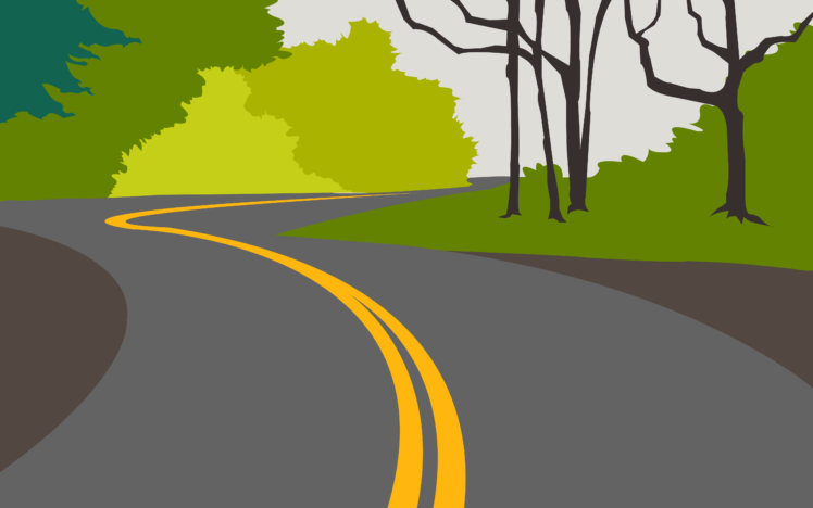 road, Forest, Trees, Minimalism HD Wallpaper Desktop Background