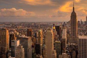 New York City, Manhattan, Morning, Empire State Building, City, Clouds
