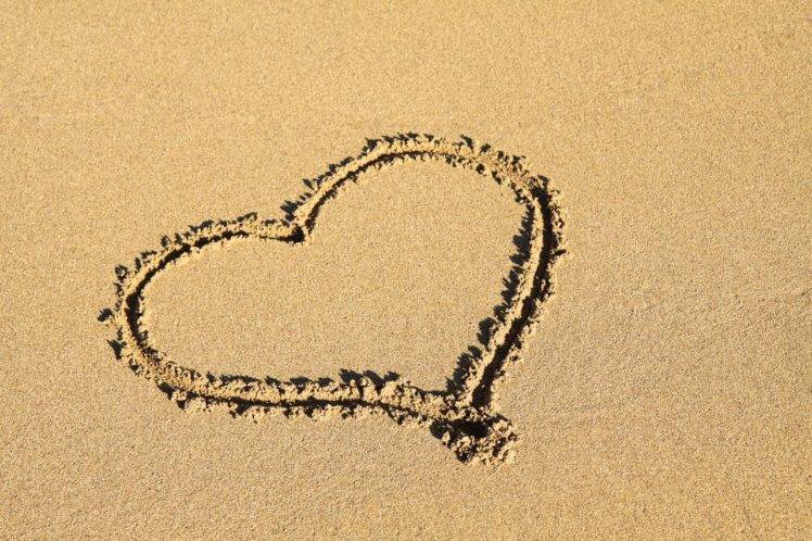 heart, Beach, Coast, Love, Romance, Romantic, Sand, Sea, Shapes, Shore, Symbols HD Wallpaper Desktop Background