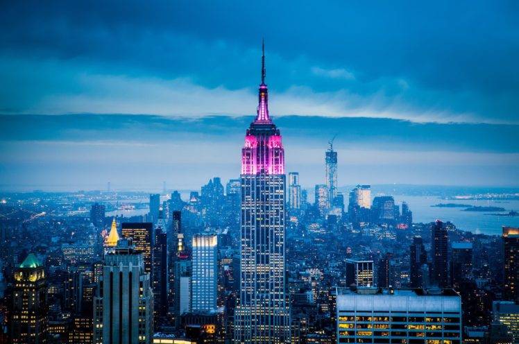 sky, City, New York City, City lights, Empire State Building HD Wallpaper Desktop Background