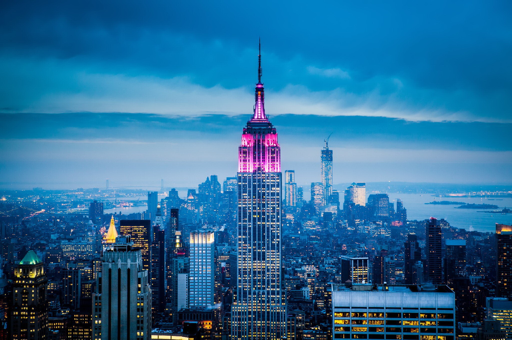 sky, City, New York City, City lights, Empire State Building Wallpaper