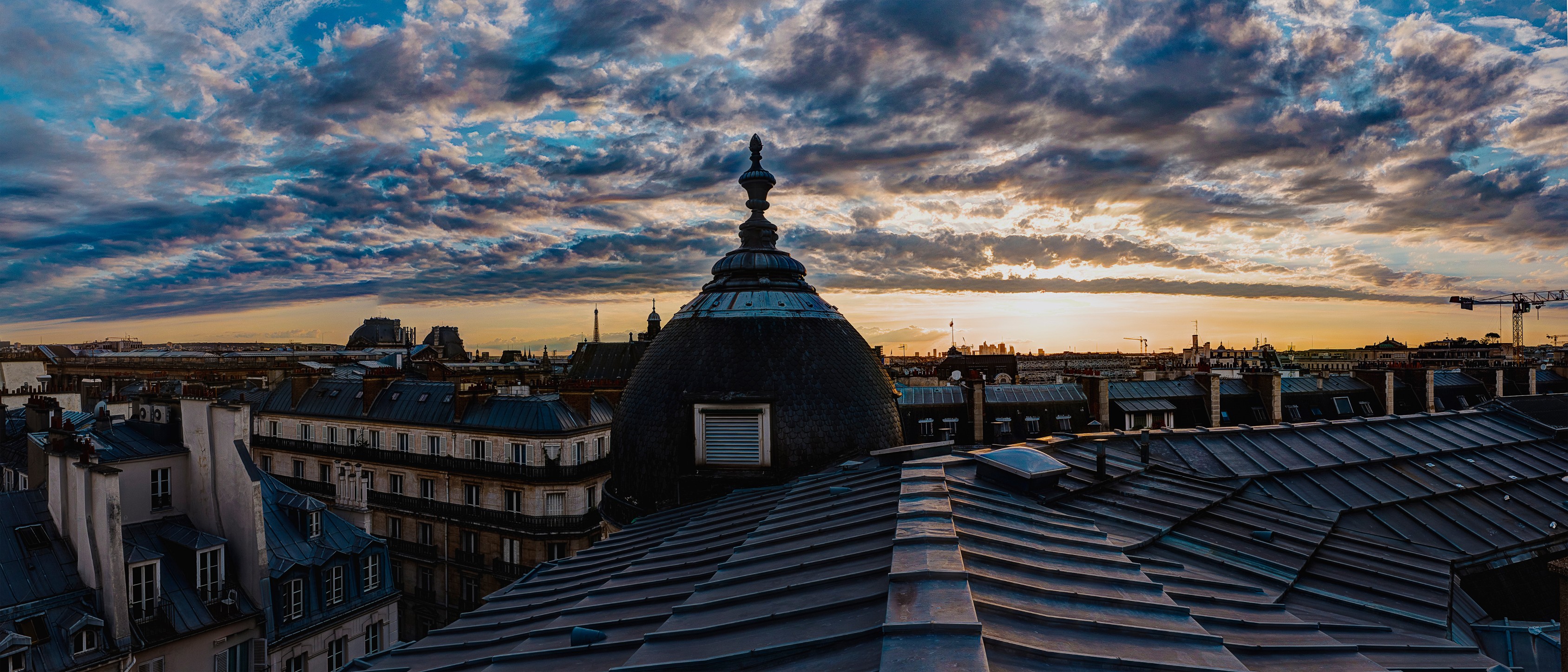rooftops, Paris, Clouds, City, France Wallpaper