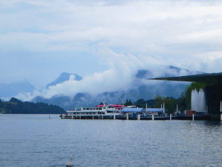 Switzerland, Luzern, Water, Clouds HD Wallpaper Desktop Background