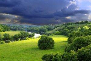 storm, River, Landscape