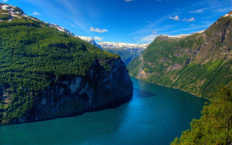 mountains, Forest, Fjord, Norway, Geiranger, Geirangerfjord HD Wallpaper Desktop Background