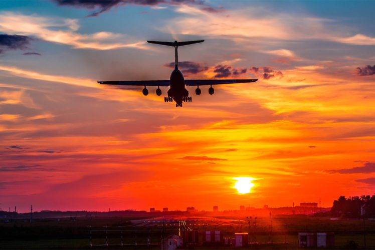 aircraft, Landing, Sunset, Il 76 HD Wallpaper Desktop Background