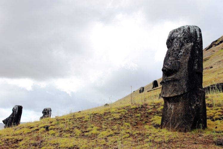 Moai, Rano raraku, Easter Island, Isla de pascua, Sculpture HD Wallpaper Desktop Background