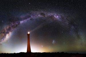lighthouse, Night sky, Stars, Galaxy, Milky Way, Australia