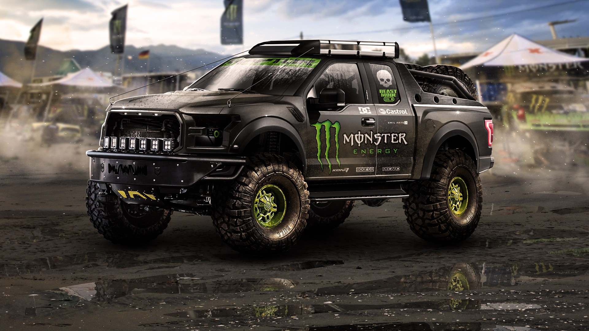 pickup trucks, Monster Energy, Car Wallpaper