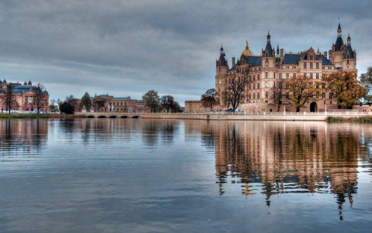 water, Sky, Clouds, Hamburg, Germany, Castle, Reflection HD Wallpaper Desktop Background