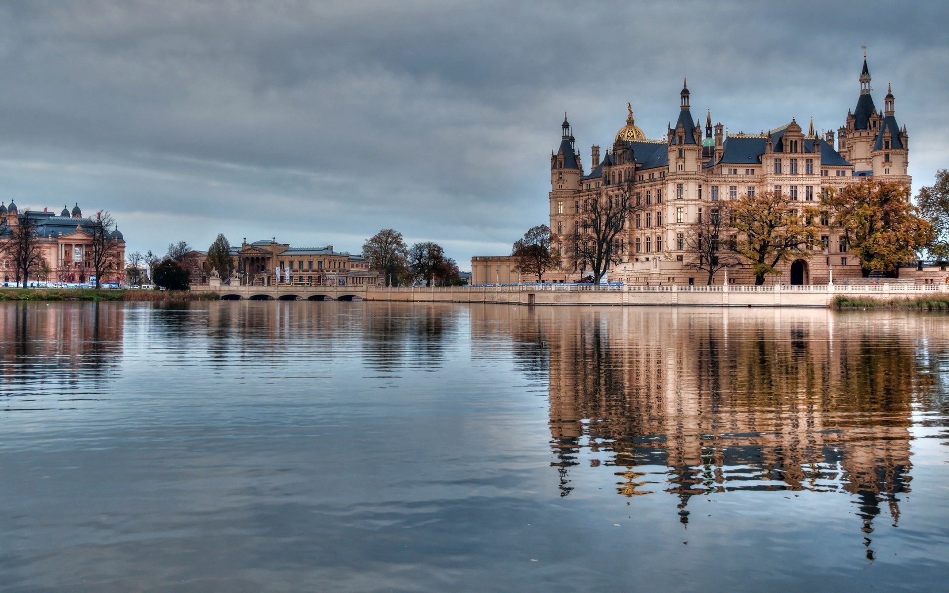 water, Sky, Clouds, Hamburg, Germany, Castle, Reflection Wallpaper