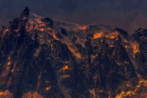 mountains, Lights, Ice, Clouds, Photography