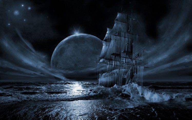 ghost ship, Sea HD Wallpaper Desktop Background