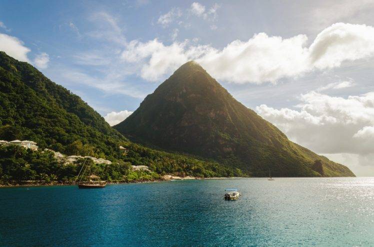 nature, Mountains, Sea, Boat, Island, Tropical HD Wallpaper Desktop Background