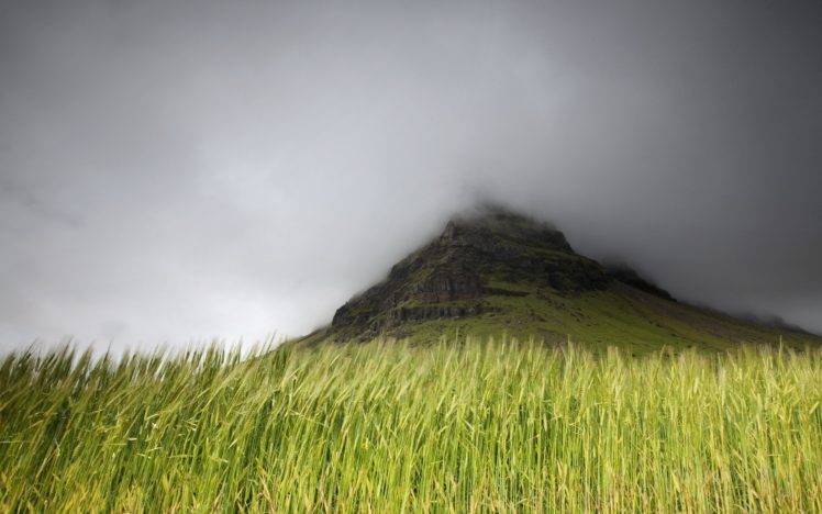 mist, Mountains, Grass, Clouds, Nature, Photography, Depth of field HD Wallpaper Desktop Background