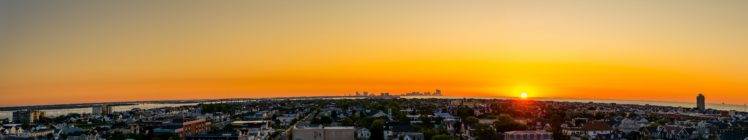 Atlantic City, City, Sunset, Sun, New Jersey, Water, Nature, Panorama HD Wallpaper Desktop Background