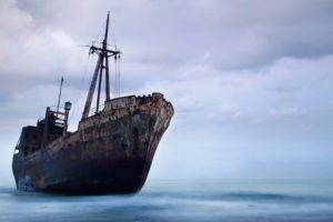 old ship, Beach, Sea, Sky, Clouds, Photography, Rust