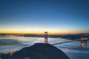Golden Gate Bridge, Bridge, Architecture, USA, San Francisco, Sea, Sunset, City
