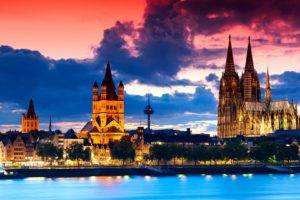 Cologne, Germany, Architecture, Gothic architecture, Sunset, City