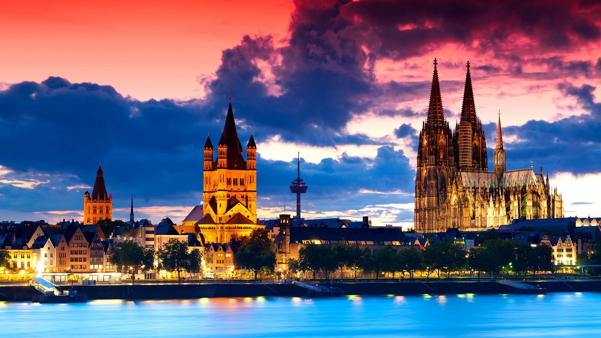 Cologne, Germany, Architecture, Gothic architecture, Sunset, City Wallpaper