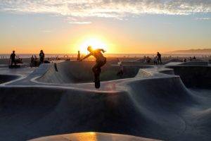 skateboarding, Sunset, Sports, Tracks