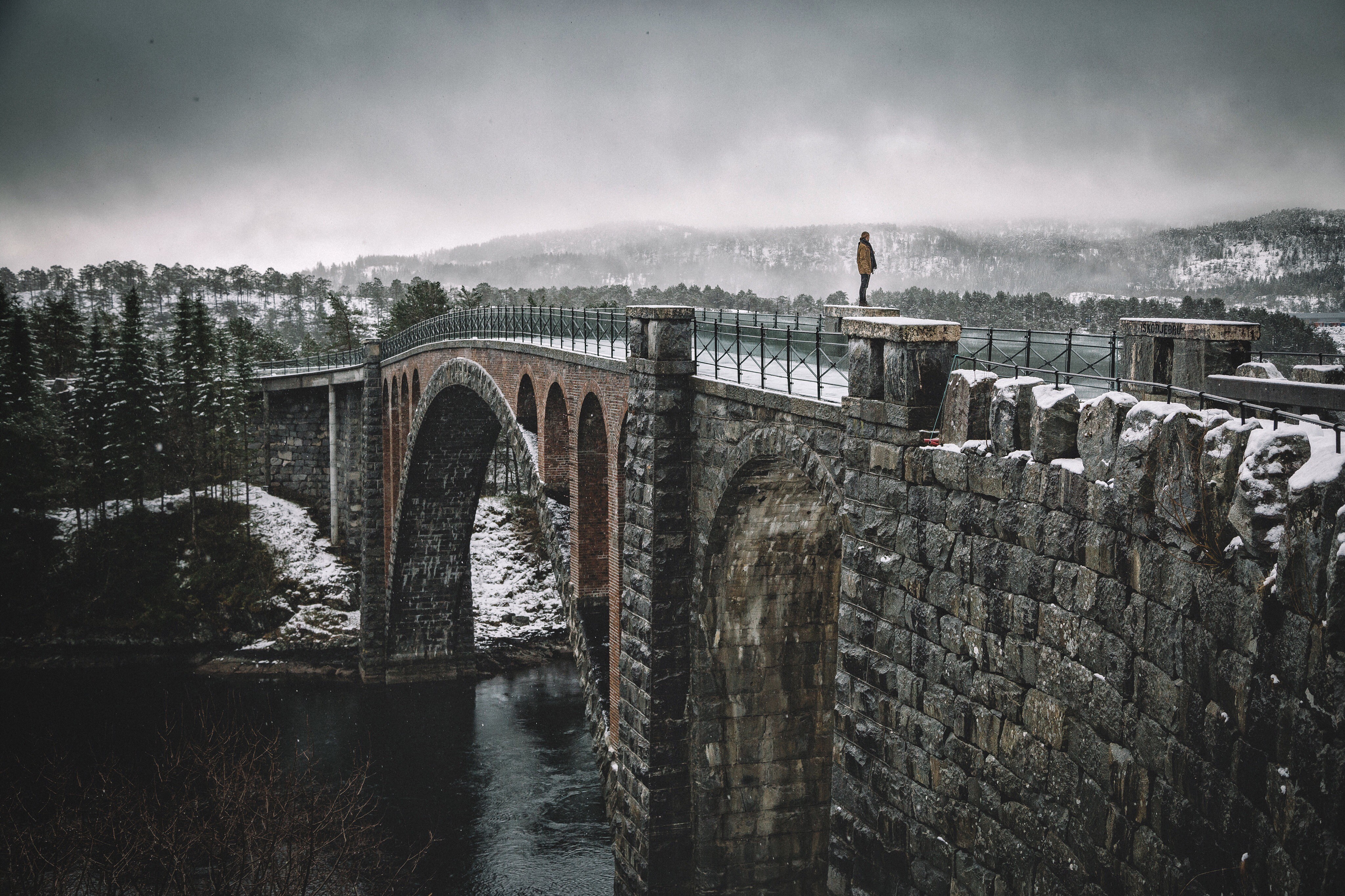 Johannes Hulsch, Bridge, Snow, Norway, Winter Wallpaper