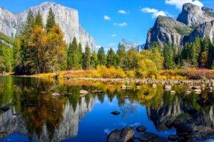 Yosemite National Park, Mountains, Water, Trees, Nature