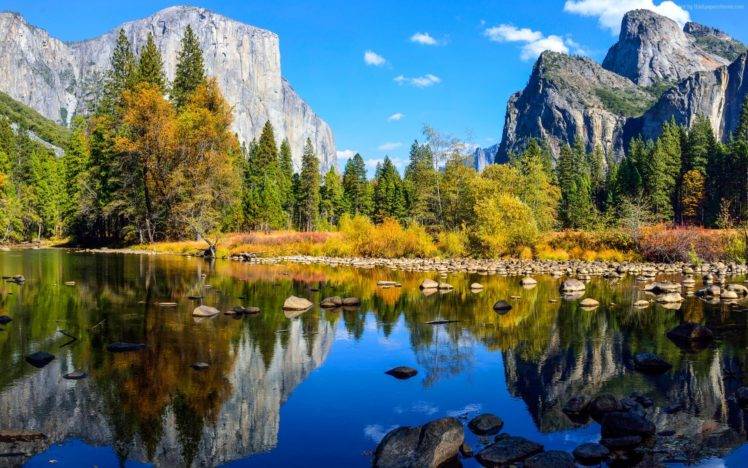 Yosemite National Park, Mountains, Water, Trees, Nature HD Wallpaper Desktop Background