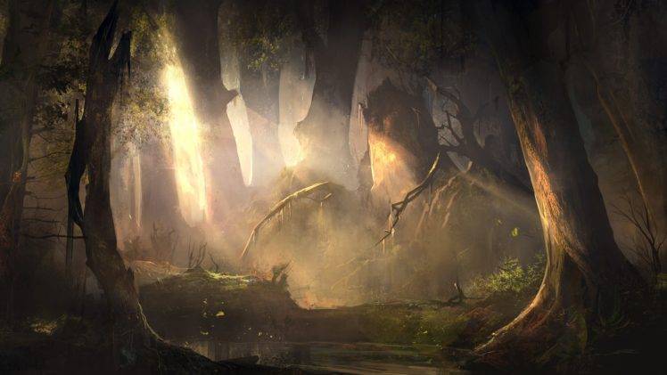 fantasy art, Artwork, Forest HD Wallpaper Desktop Background