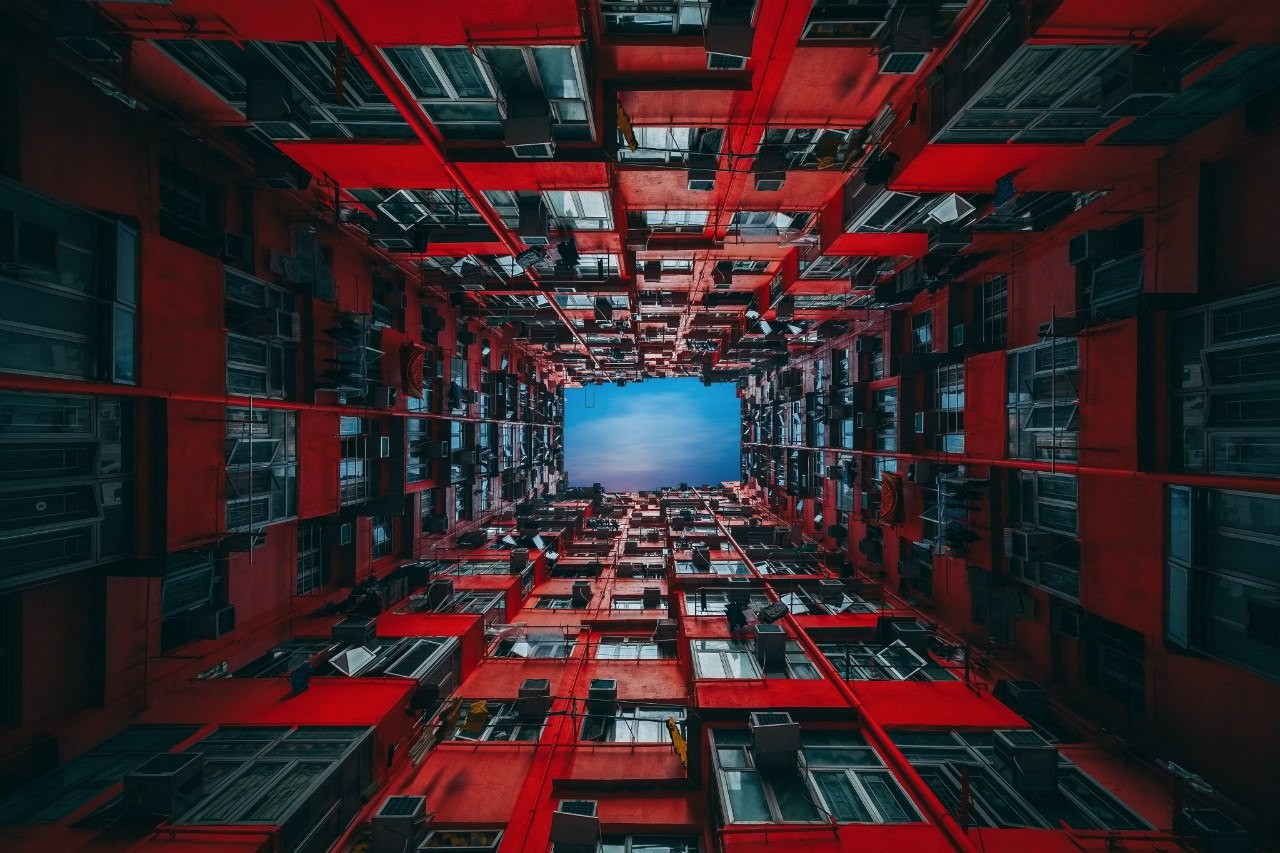 city, Sky, Red Wallpaper