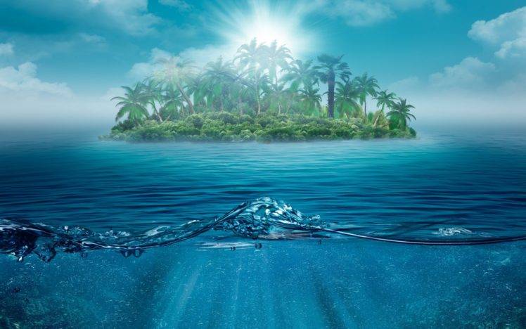 island, Split view, Water HD Wallpaper Desktop Background