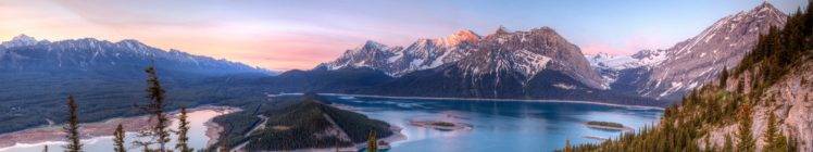 mountains, Blue, Sky, Trees, Hills, Panorama, Lake, Snow, Mount sarrail HD Wallpaper Desktop Background