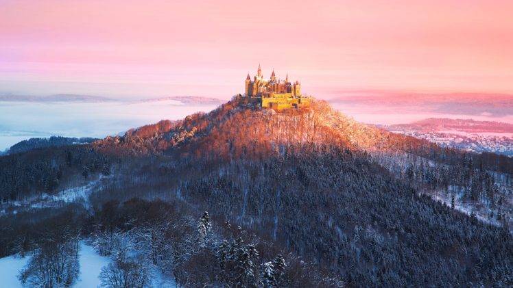 nature, Forest, Mountains, Burg Hohenzollern, Hohenzollern, Baden württemberg, Germany HD Wallpaper Desktop Background