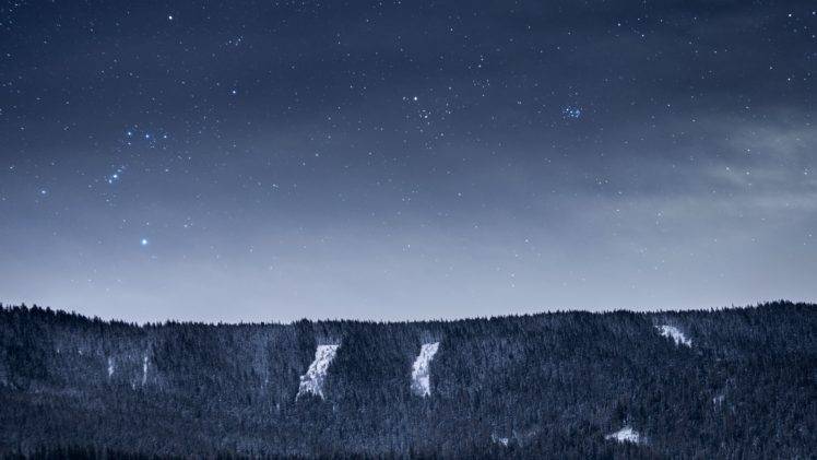 night, Forest, Snow, Stars, Cold, Sky HD Wallpaper Desktop Background