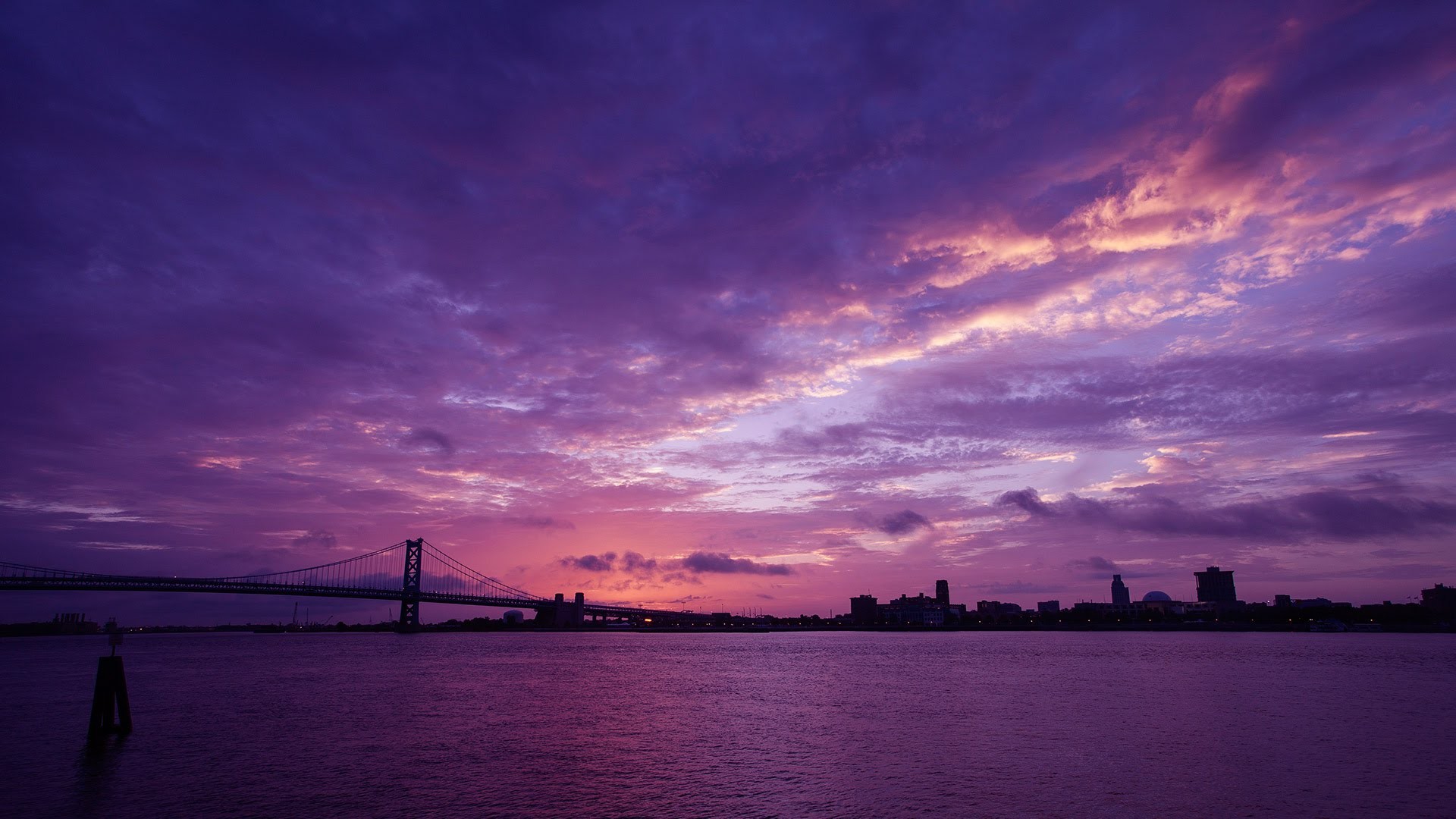 photoshopped, Sky, Bridge, Purple Wallpaper