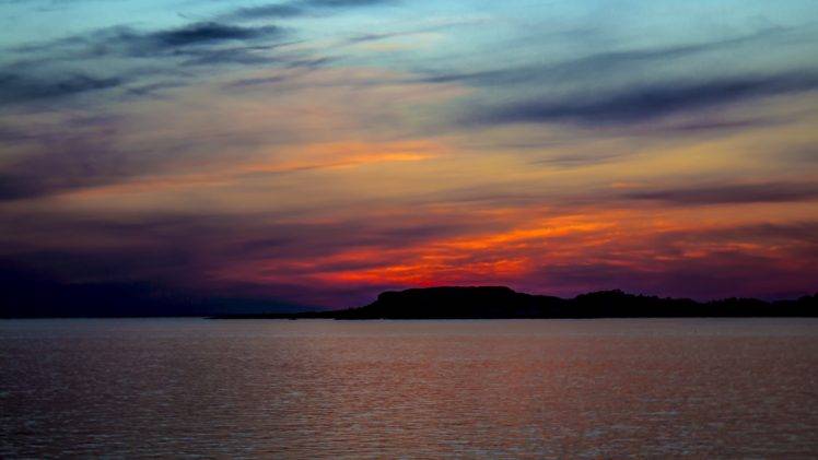 Norway, Mountains, Sunset, Red, Blue, Sky HD Wallpaper Desktop Background