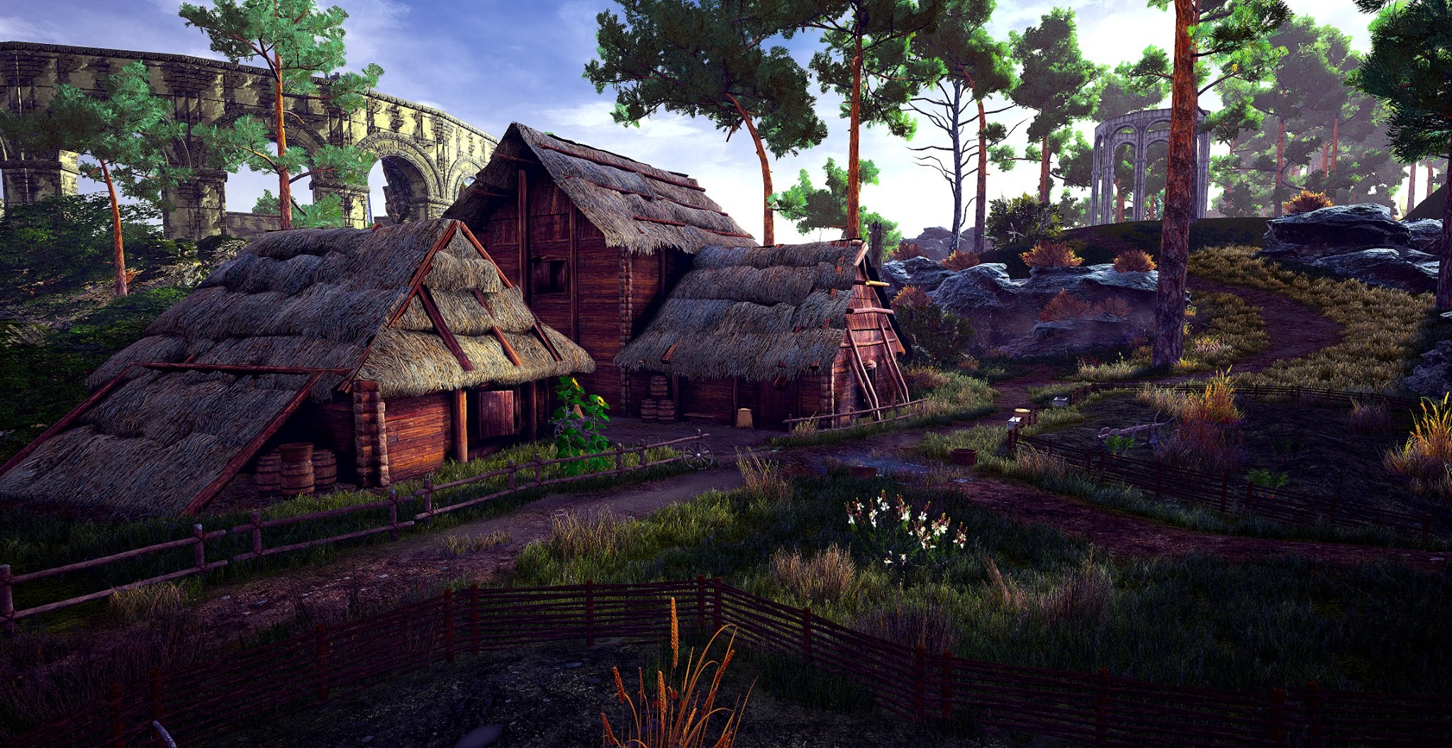 nature, Bridge, Trees, Fantasiam Wallpaper