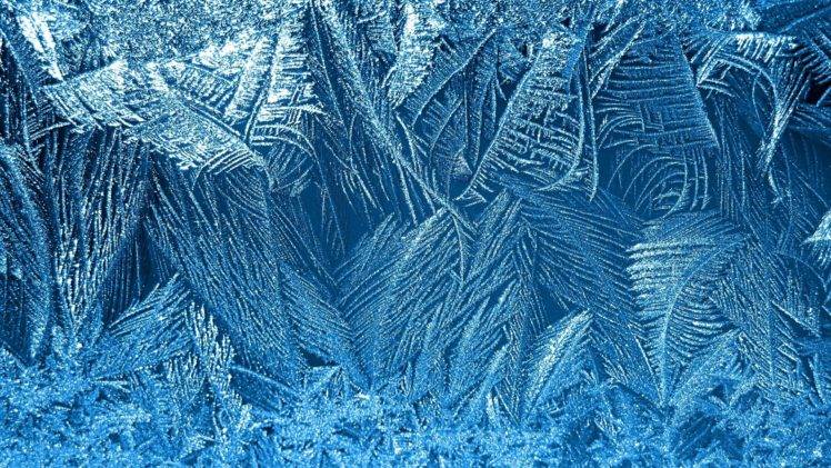 minimalism, Nature, Glass, Winter, Frost, Blue background HD Wallpaper Desktop Background